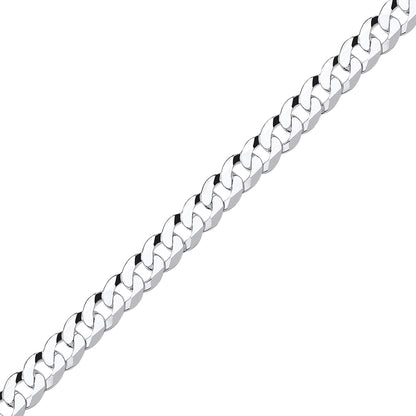 925 Silver  Bevelled Ultra Flat Curb Chain Bracelet 8mm 7.5 inch - GVCH37