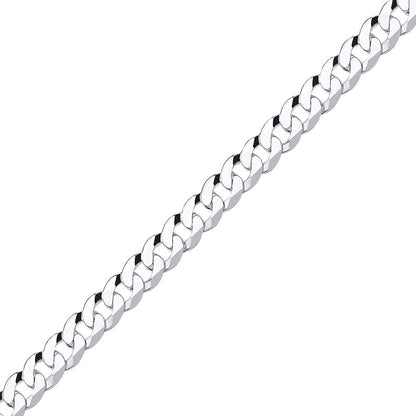 925 Silver  Bevelled Ultra Flat Curb Chain Bracelet 8mm 7.5 inch - GVCH37