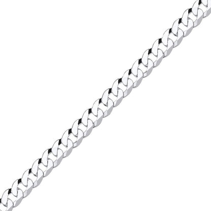 925 Silver  Bevelled Ultra Flat Curb Chain Bracelet 8mm 7.25 inch - GVCH37