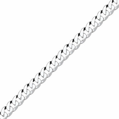 925 Silver  Bevelled Ultra Flat Curb Chain Bracelet 8mm 7.25 inch - GVCH37