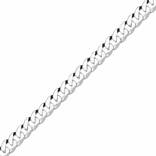 925 Silver  Bevelled Ultra Flat Curb Chain Bracelet 8mm 7.25 inch - GVCH37