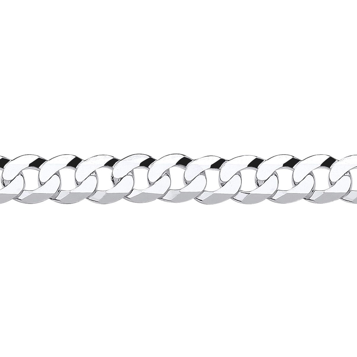 Mens Silver  Bevelled Ultra Flat Curb Chain Bracelet 8mm 8.5 inch - GVCH37