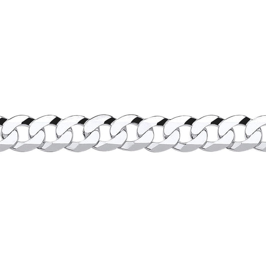 925 Silver  Bevelled Ultra Flat Curb Chain Bracelet 8mm 7.25 inch - GVCH37