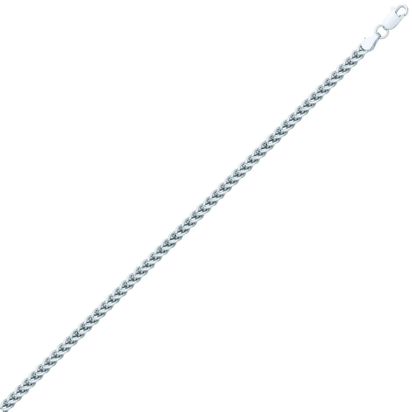 Silver  Franco 3D Curb Necklace 4mm 26" - GVCH39