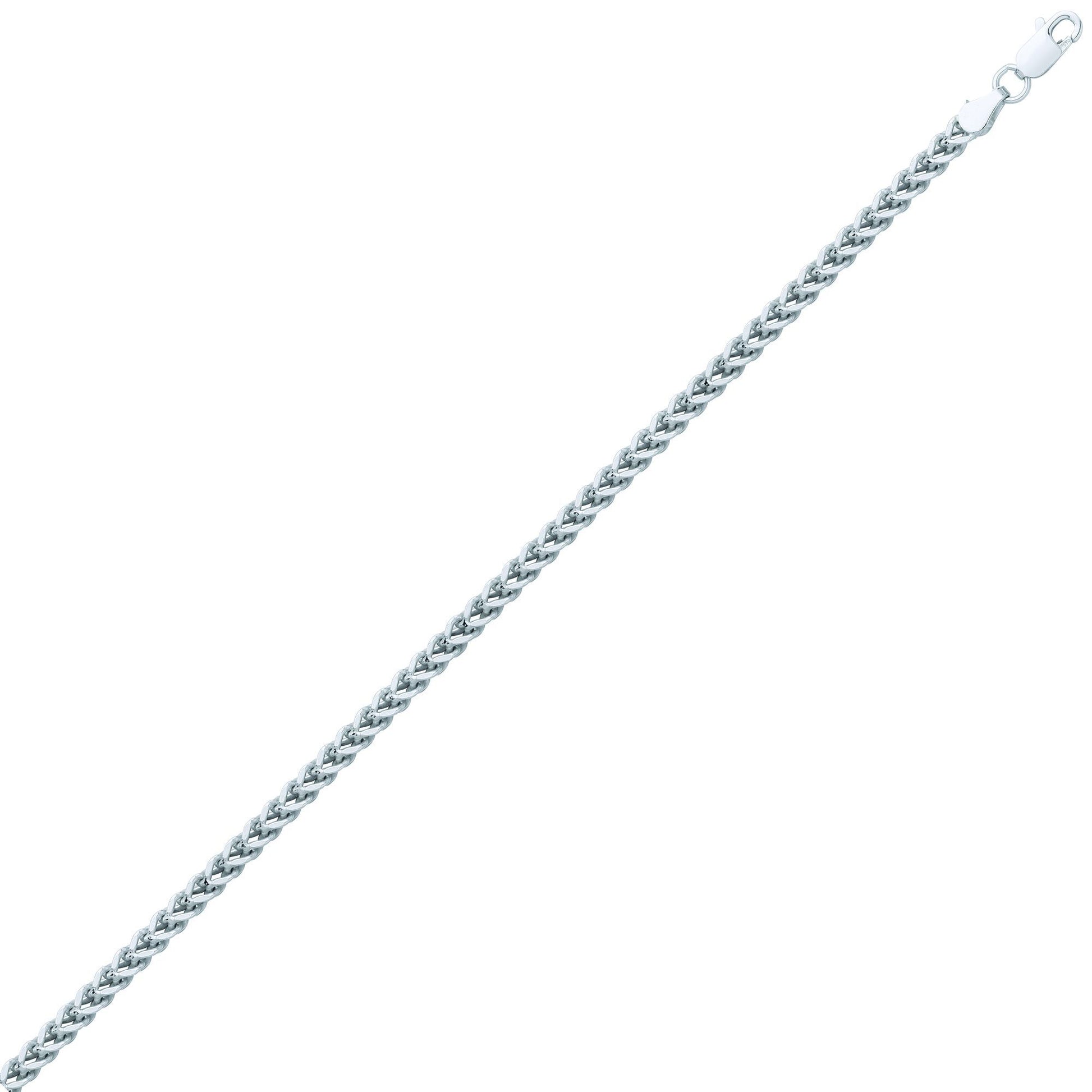 Silver  Franco 3D Curb Necklace 4mm 26" - GVCH39