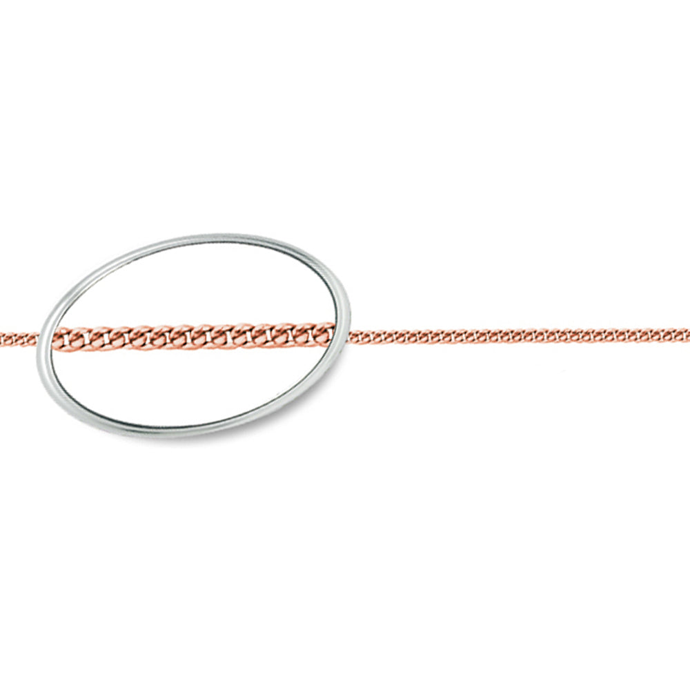 Unisex Rose Silver  Fine Curb Pendant Chain Necklace 1.1mm 18" - GVCH4-18R