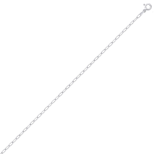 Unisex 925 Sterling Silver  Paper Clip Chain Necklace 2mm -