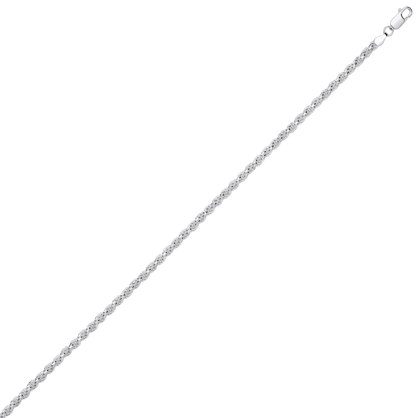 Unisex Silver  Diamond-cut Solid Rope Chain Necklace - GVCH42
