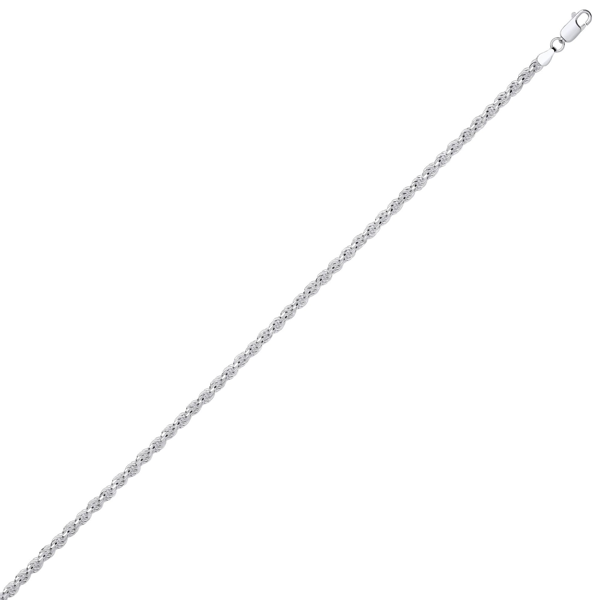 Unisex Sterling Silver  Diamond-cut Solid Rope Chain Necklace 3mm - GVCH42