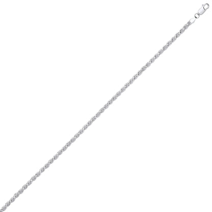 Unisex Sterling Silver  Diamond-cut Solid Rope Chain Necklace 3mm - GVCH42