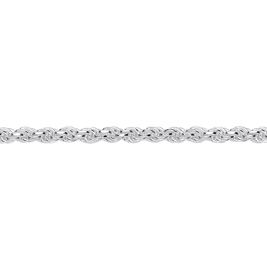 Unisex Silver  Diamond-cut Solid Rope Chain Necklace - GVCH42