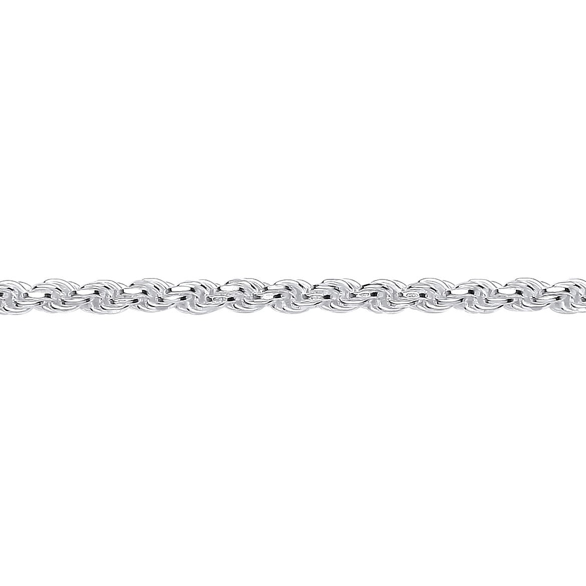 Sterling Silver  Diamond-cut Solid Rope Chain Necklace 3mm - GVCH42