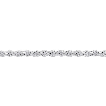 Unisex Sterling Silver  Diamond-cut Solid Rope Chain Necklace 3mm - GVCH42