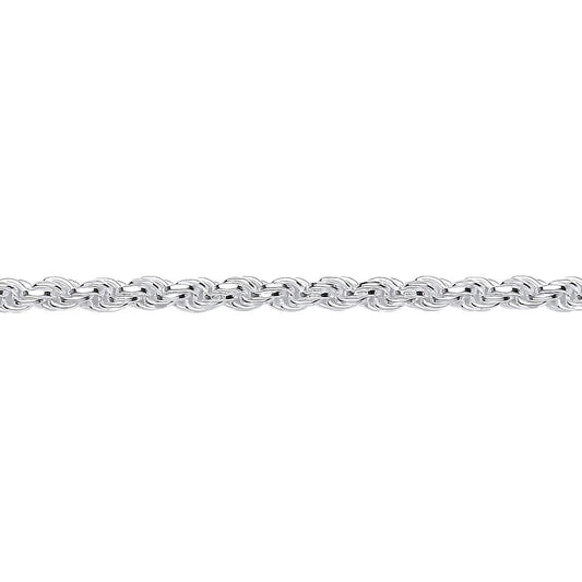 Unisex Sterling Silver  Diamond-cut Solid Rope Chain Necklace 3mm - GVCH42