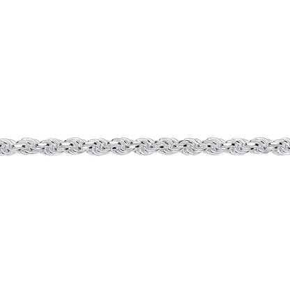 Sterling Silver  Diamond-cut Solid Rope Chain Necklace 3mm - GVCH42