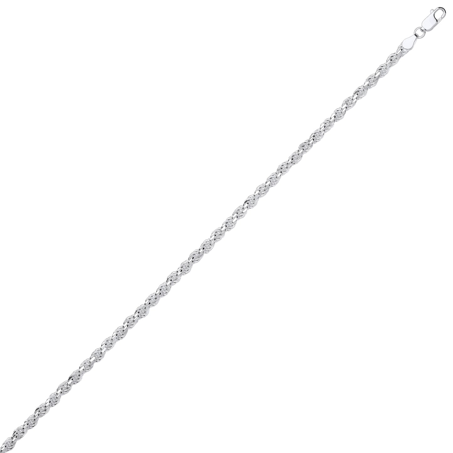 Silver  Diamond-cut Solid Rope Chain Bracelet - GVCH43