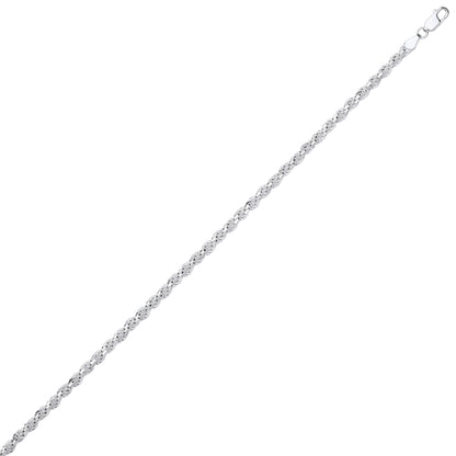 925 Silver  Diamond-cut Solid Rope Chain Bracelet 4mm 7.5 inch - GVCH43