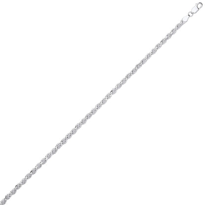 Mens Silver  Diamond-cut Solid Rope Chain Bracelet 4mm 8.5 inch - GVCH43