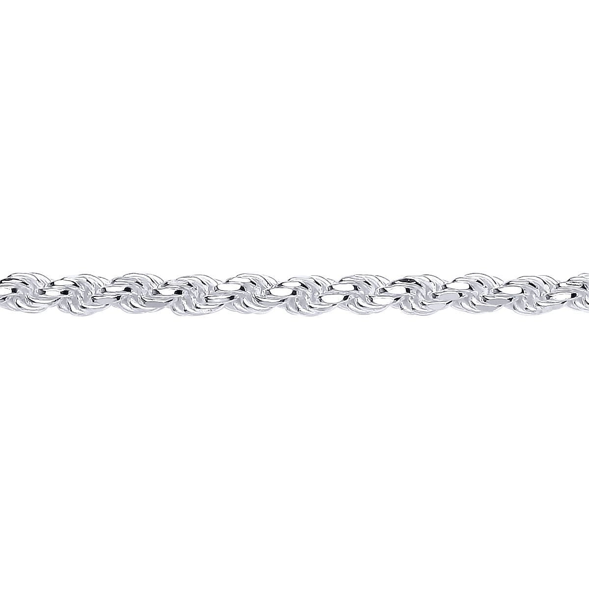 Sterling Silver  Diamond-cut Solid Rope Chain Necklace 4mm - GVCH43