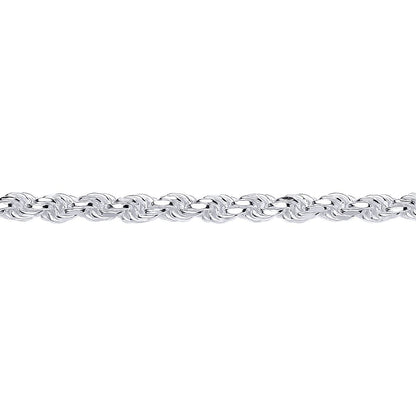 Sterling Silver  Diamond-cut Solid Rope Chain Necklace 4mm - GVCH43