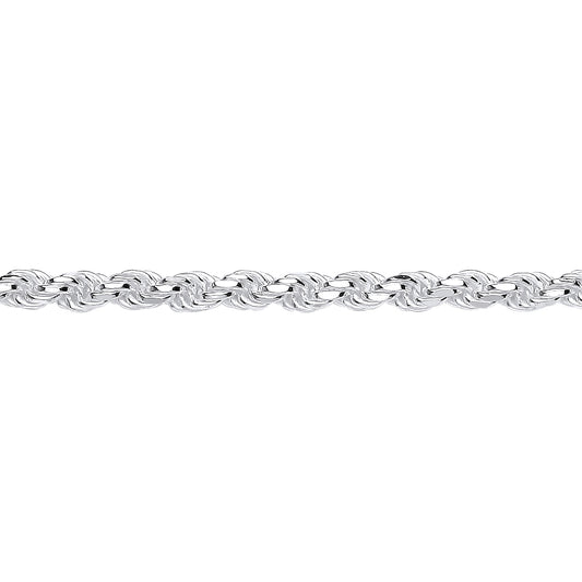 Unisex Silver  Diamond-cut Solid Rope Chain Necklace - GVCH43