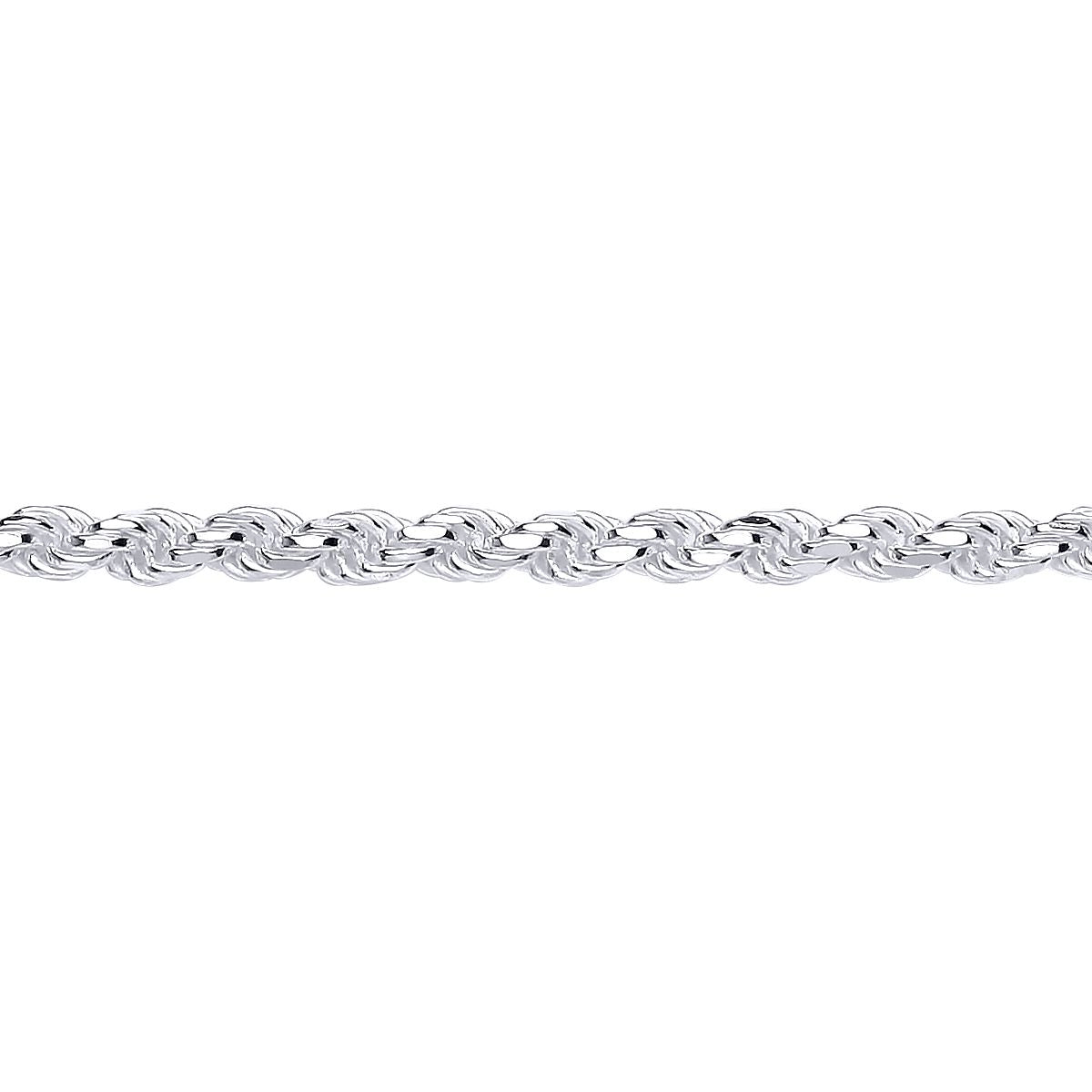 Mens Silver  Diamond-cut Solid Rope Chain Bracelet 4mm 8.5 inch - GVCH43
