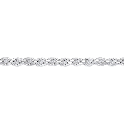 925 Silver  Diamond-cut Solid Rope Chain Bracelet 4mm 7.5 inch - GVCH43