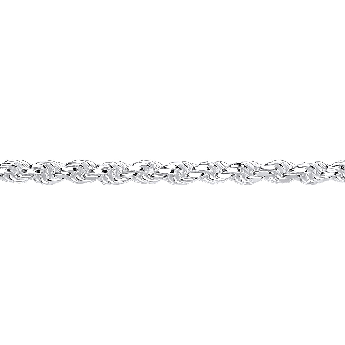 925 Silver  Diamond-cut Solid Rope Chain Bracelet 4mm 7.5 inch - GVCH43