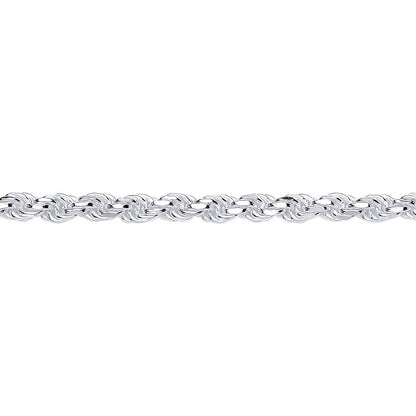 Sterling Silver  Diamond-cut Solid Rope Chain Necklace 4mm - GVCH43