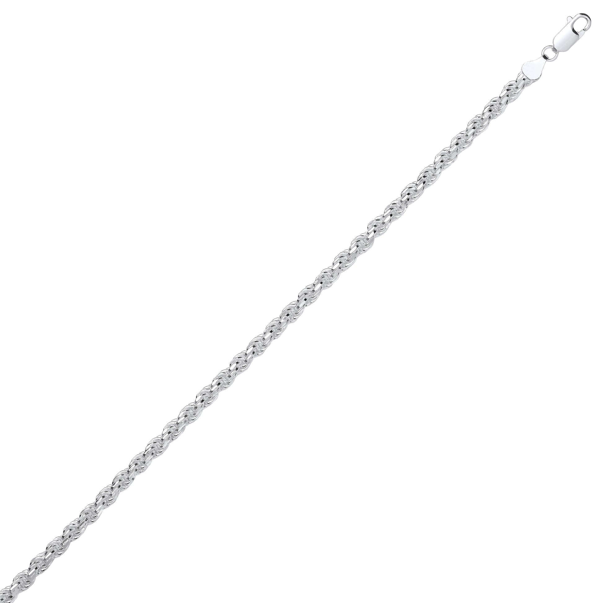 Mens Silver  Diamond-cut Solid Rope Chain Bracelet - GVCH44