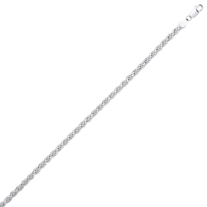 925 Silver  Diamond-cut Solid Rope Chain Bracelet 5mm 7.5 inch - GVCH44