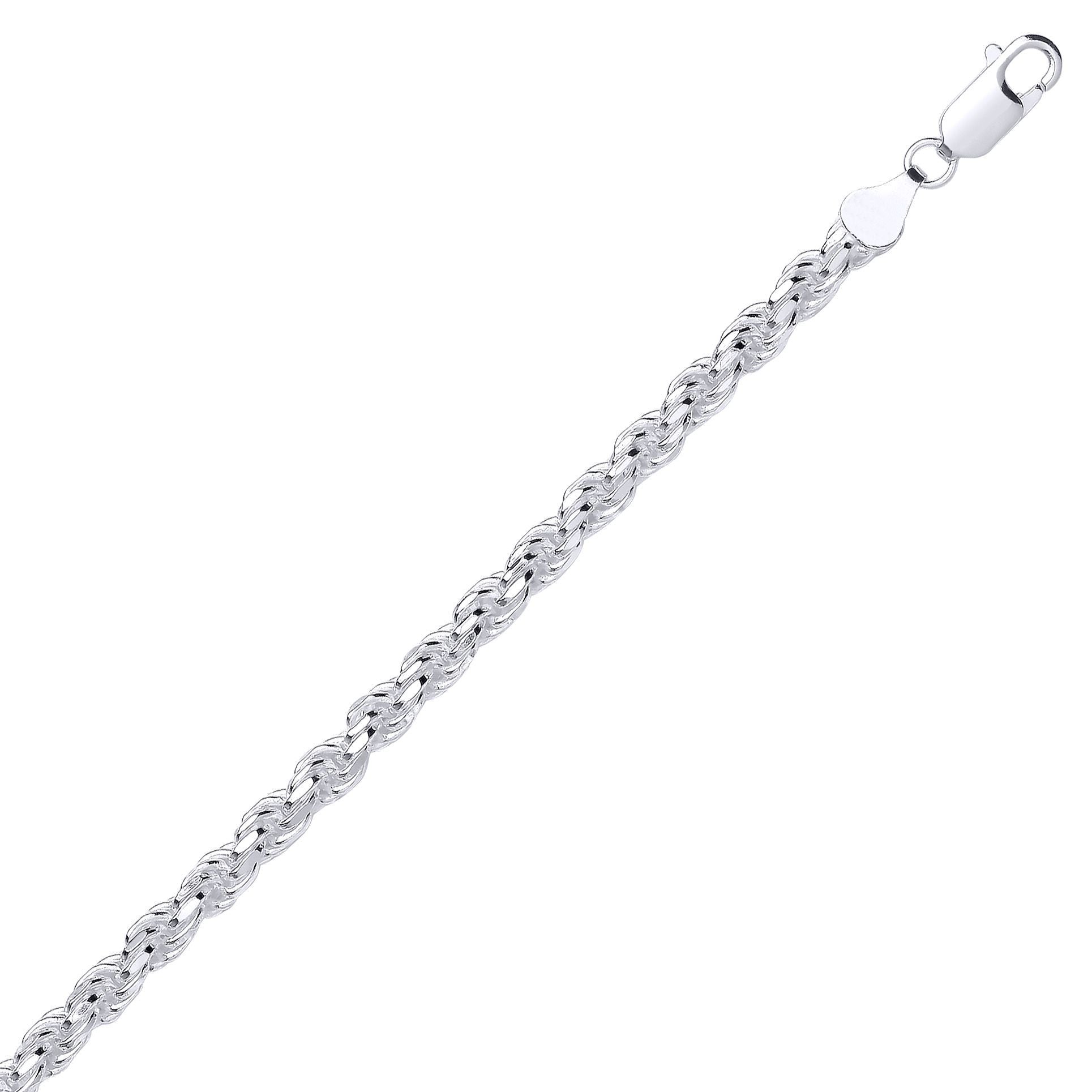 Silver  Diamond-cut Solid Rope Chain Necklace 5mm - GVCH44