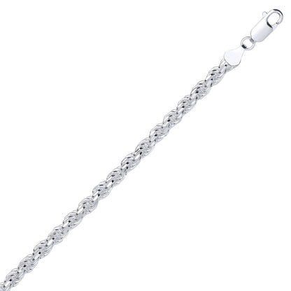 Silver  Diamond-cut Solid Rope Chain Necklace 5mm - GVCH44
