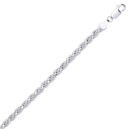 Silver  Diamond-cut Solid Rope Chain Necklace 5mm - GVCH44
