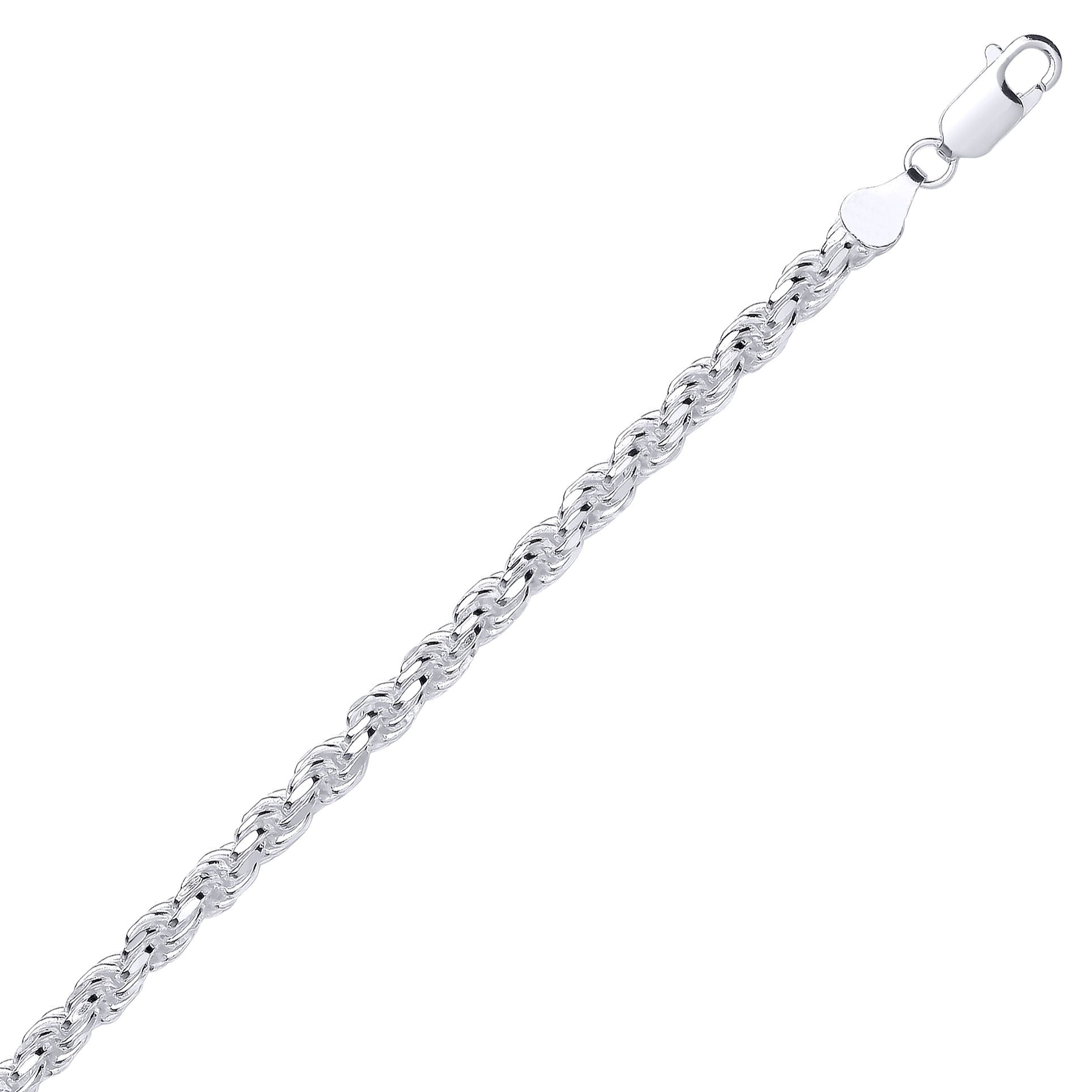 925 Silver  Diamond-cut Solid Rope Chain Bracelet 5mm 7.5 inch - GVCH44