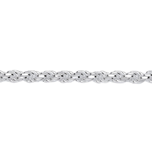 Mens Silver  Diamond-cut Solid Rope Chain Bracelet 5mm 8.5 inch - GVCH44