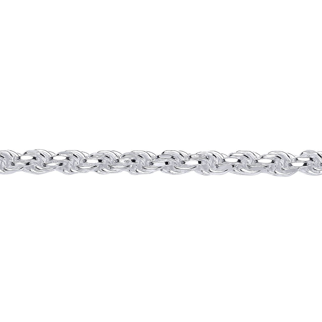 Mens Silver  Diamond-cut Solid Rope Chain Bracelet 5mm 8.5 inch - GVCH44