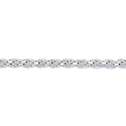 Mens Silver  Diamond-cut Solid Rope Chain Bracelet 5mm 8.5 inch - GVCH44
