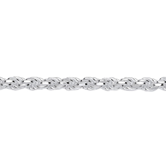 Unisex Silver  Diamond-cut Solid Rope Chain Necklace - GVCH44