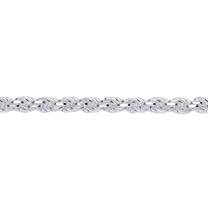 925 Silver  Diamond-cut Solid Rope Chain Bracelet 5mm 7.5 inch - GVCH44