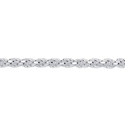 925 Silver  Diamond-cut Solid Rope Chain Bracelet 5mm 7.5 inch - GVCH44