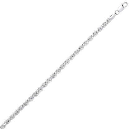 Mens Silver  Diamond-cut Solid Rope Chain Bracelet 6mm 8.5 inch - GVCH45