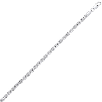 Unisex Silver  Diamond-cut Solid Rope Chain Necklace - GVCH45