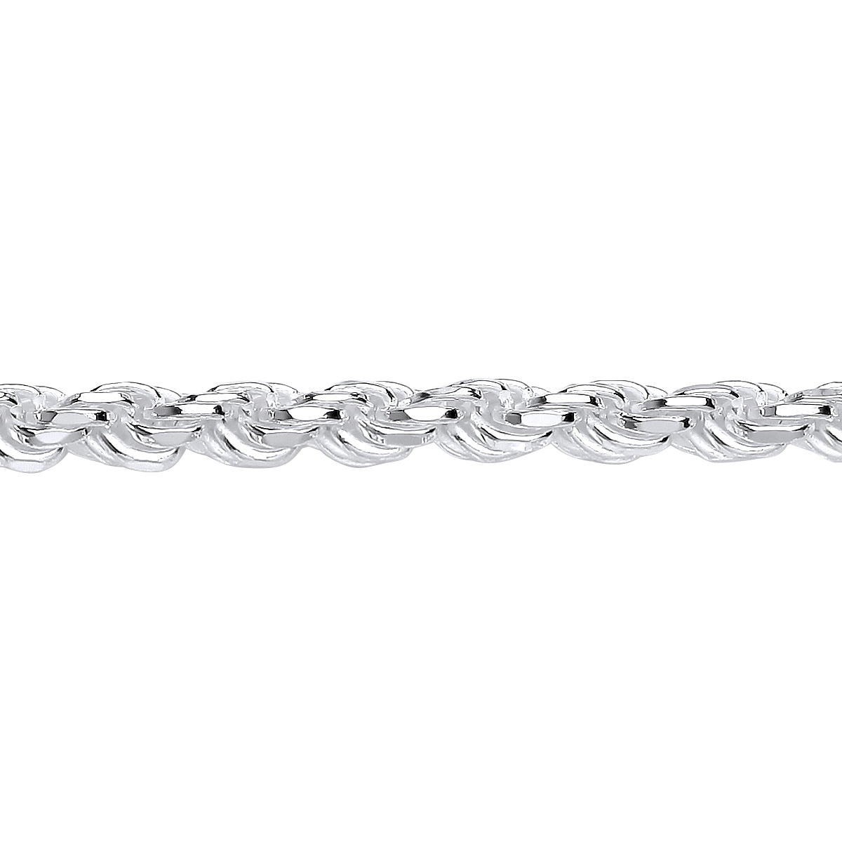 Mens Silver  Diamond-cut Solid Rope Chain Bracelet 6mm 8.5 inch - GVCH45