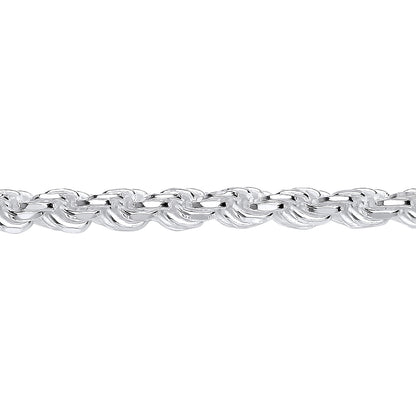 Mens Silver  Diamond-cut Solid Rope Chain Bracelet 6mm 8.5 inch - GVCH45