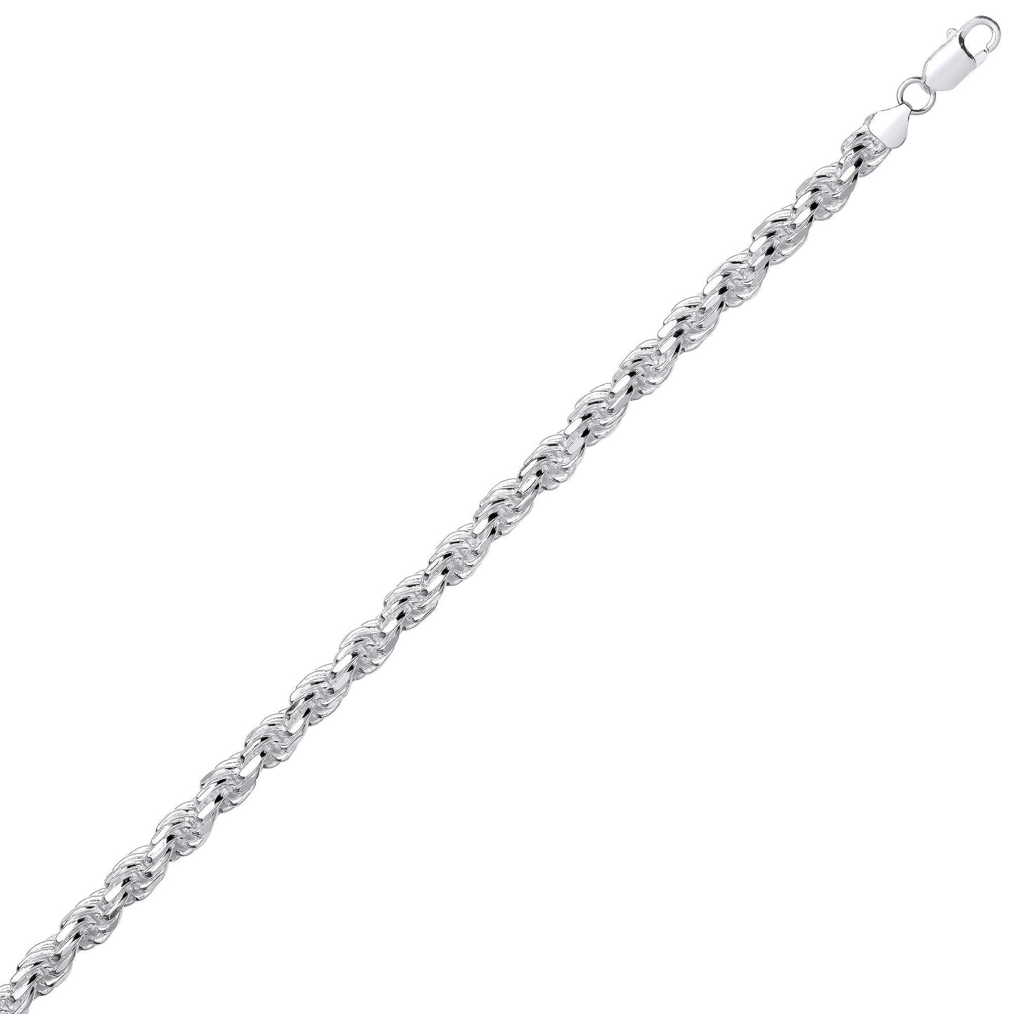 Sterling Silver  Diamond-cut Solid Rope Chain Necklace 7mm - GVCH46