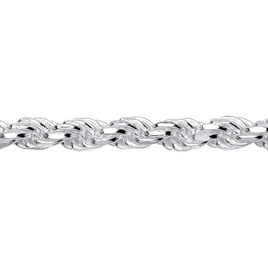 Mens Silver  Diamond-cut Solid Rope Chain Bracelet - GVCH46