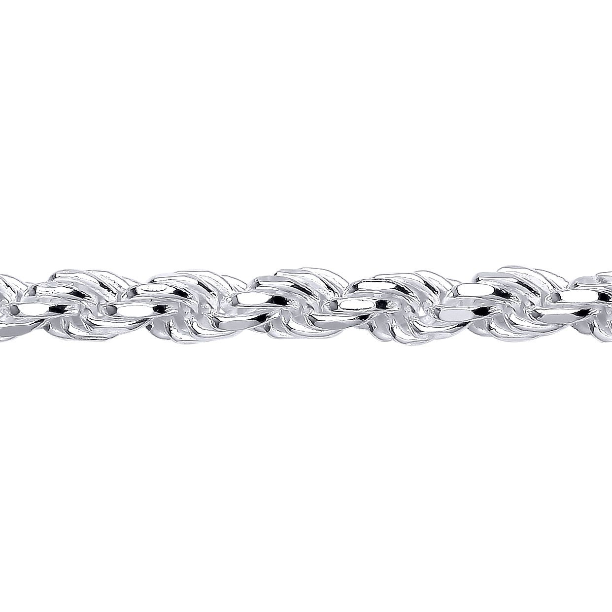 Sterling Silver  Diamond-cut Solid Rope Chain Necklace 7mm - GVCH46