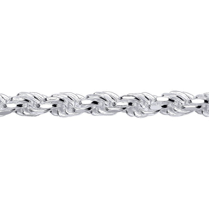 Mens Silver  Diamond-cut Solid Rope Chain Bracelet 7mm 8.5 inch - GVCH46