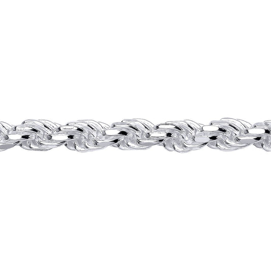 Sterling Silver  Diamond-cut Solid Rope Chain Necklace 7mm - GVCH46